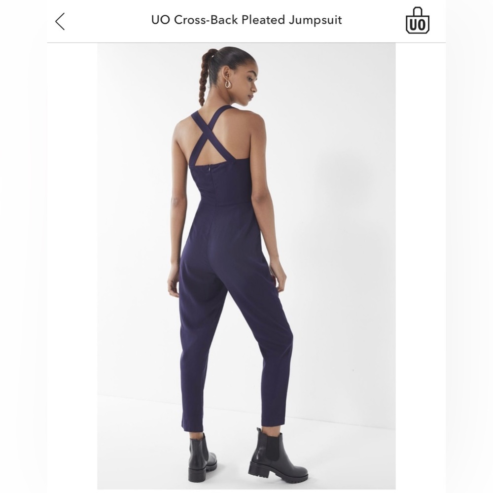 Urban Outfitters Cross Back Pleated Jumpsuit